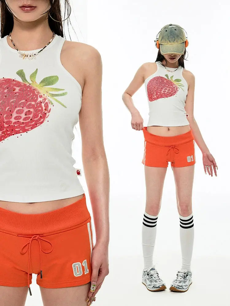 Rhinestone Hip-hugger Shorts - CHINASQUAD