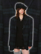 Oversized Green Plaid Woolen Blazer - CHINASQUAD