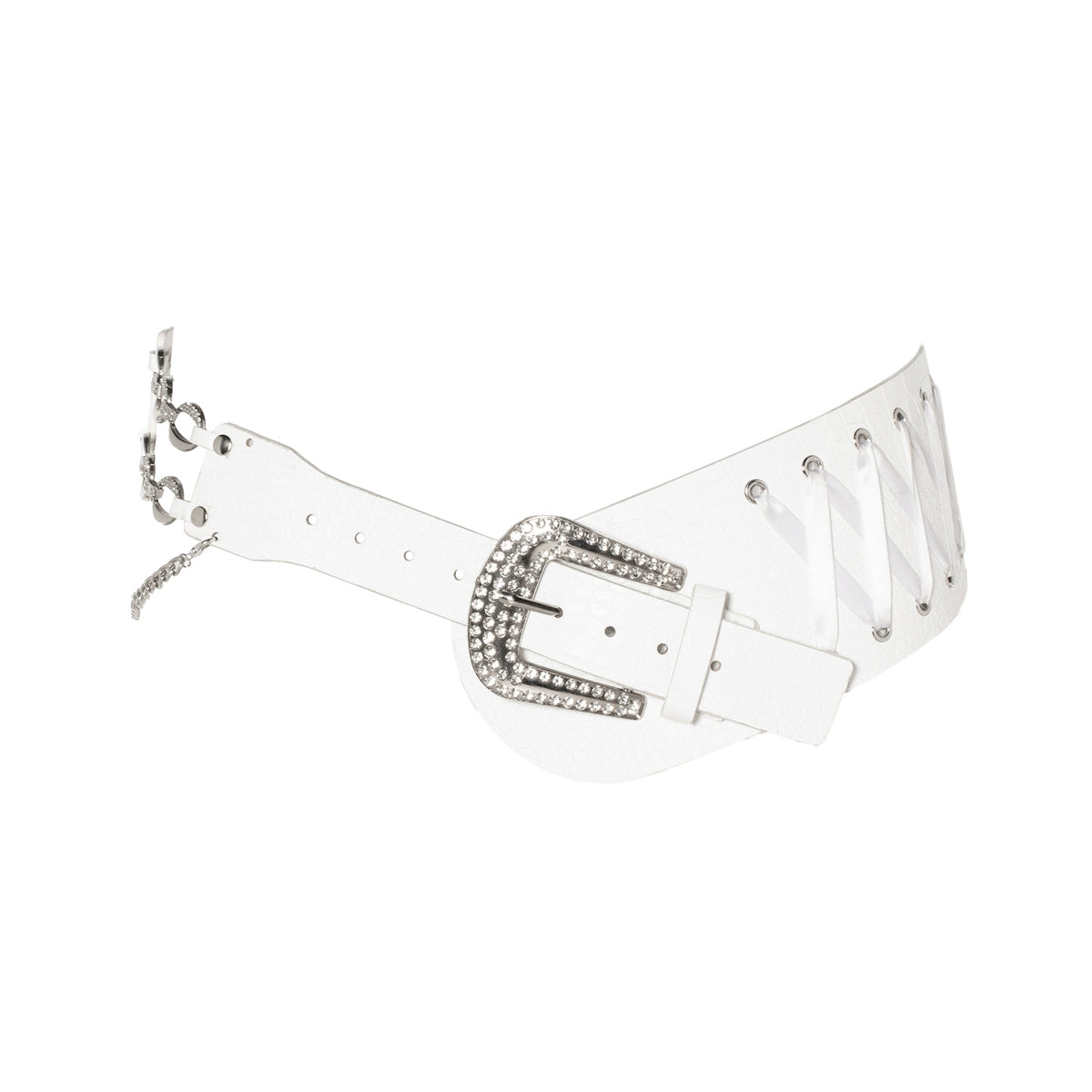 Asymmetric Logo-Embellished Chain & Ribbon Belt