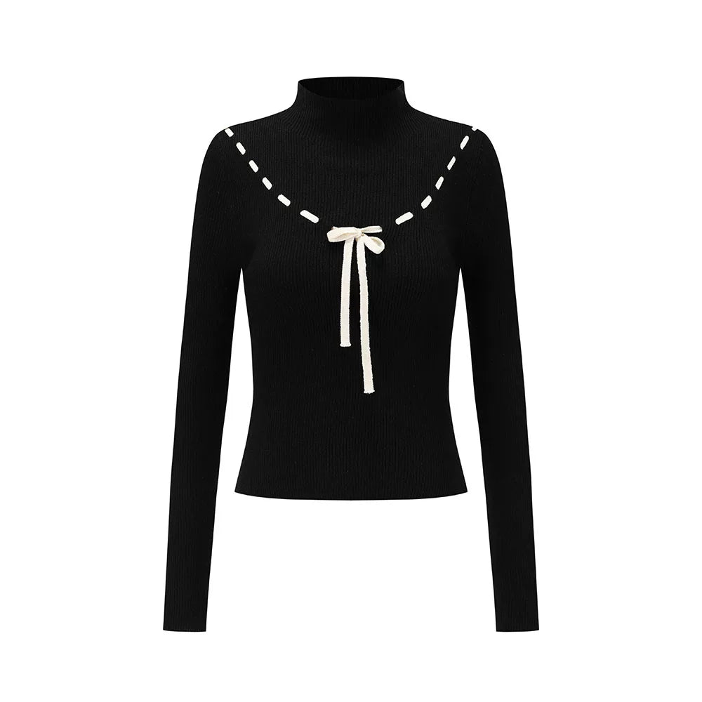 Collegiate White Mock-Neck Knit Top & Skirt Set