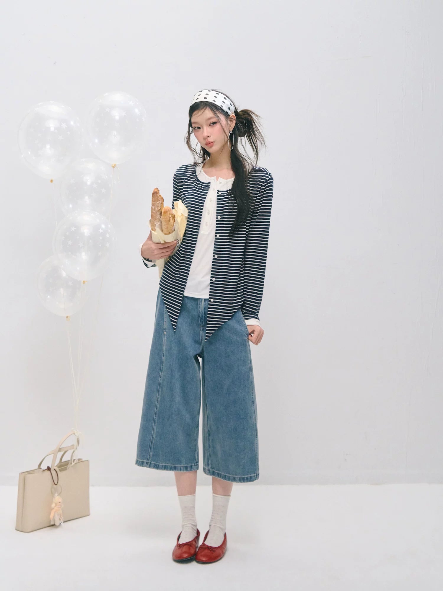 Layered Two-Tone Lyocell Wool Blend Long Sleeve T-Shirt