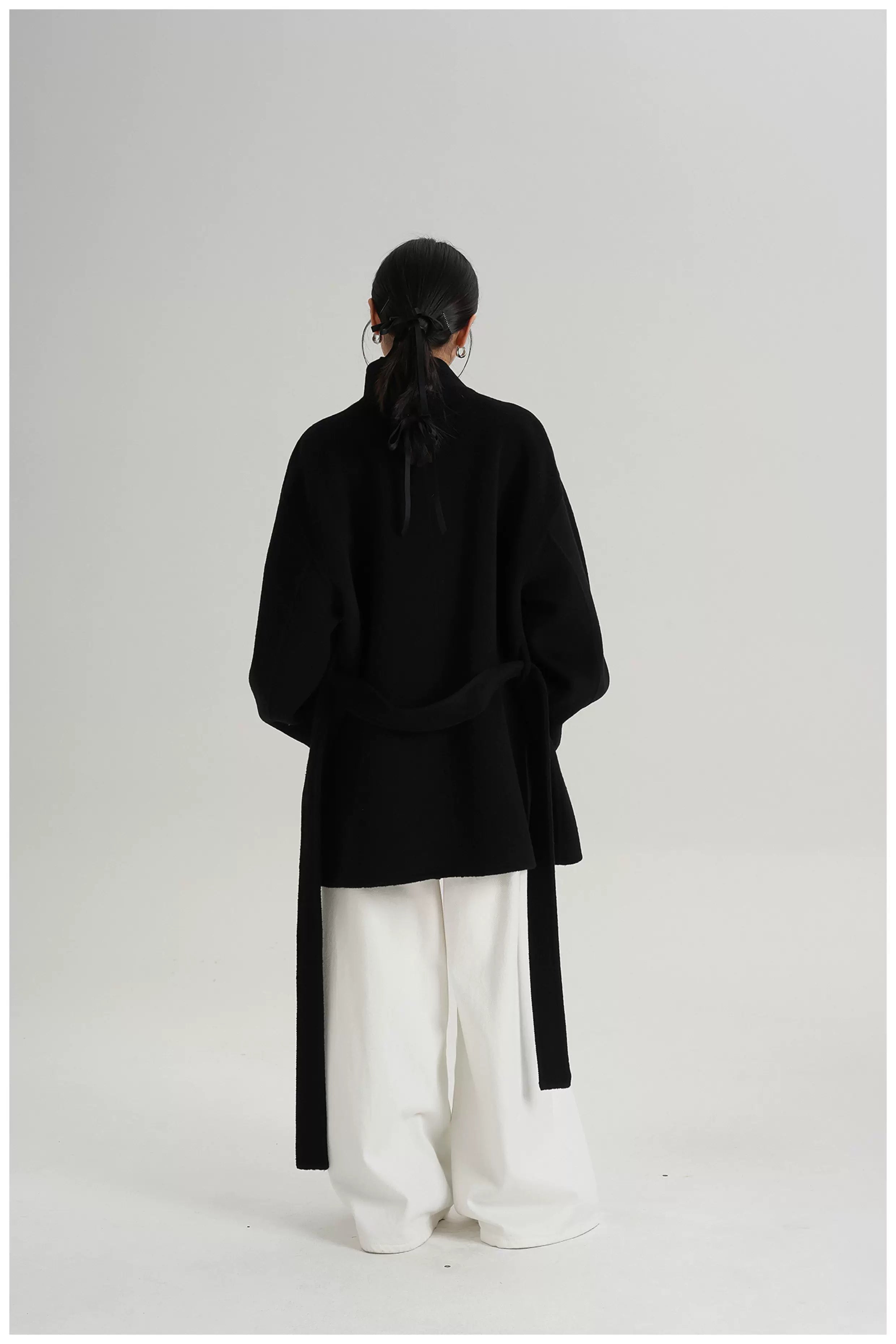 Tie-Belt Mid-Length Double-Faced Wool Jacket