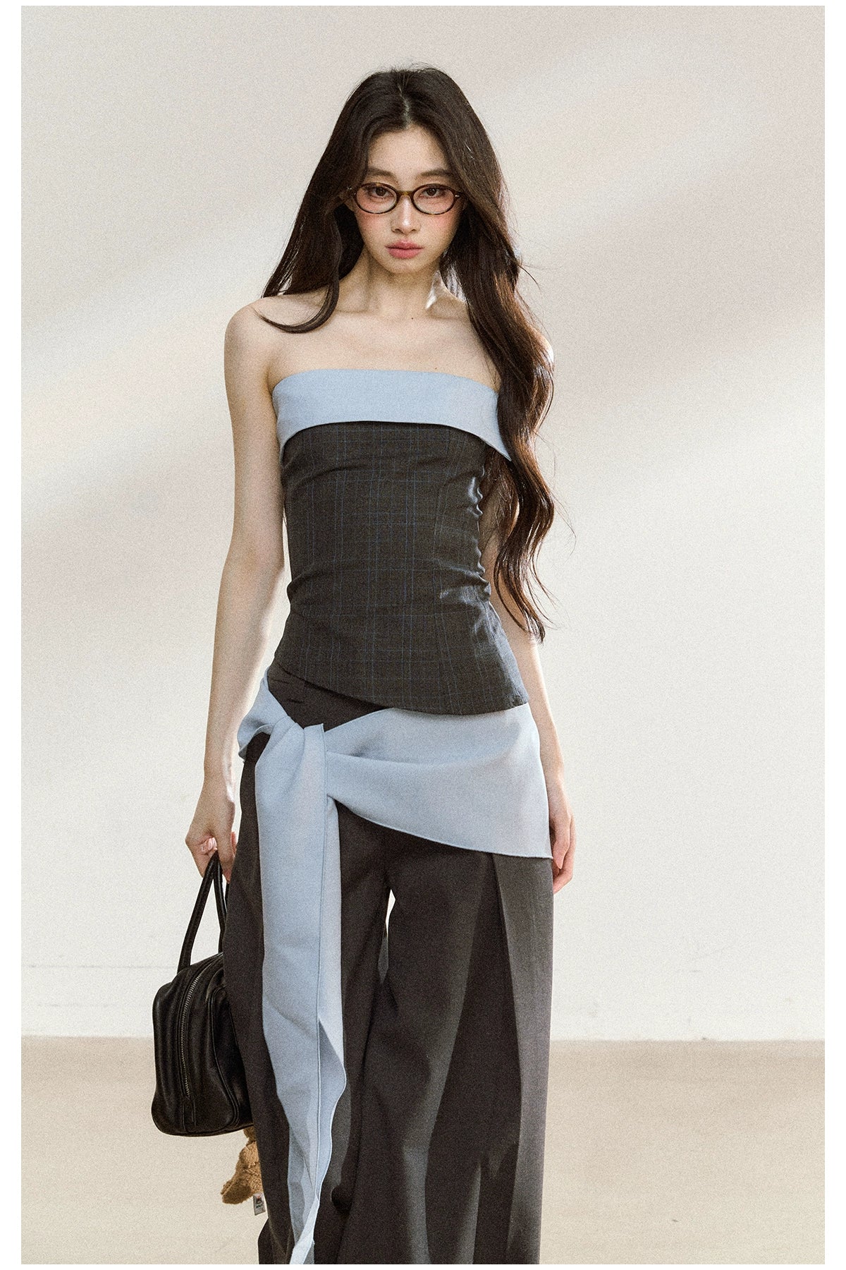 Contrast-Bandeau Tailored Two-Piece Set - CHINASQUAD