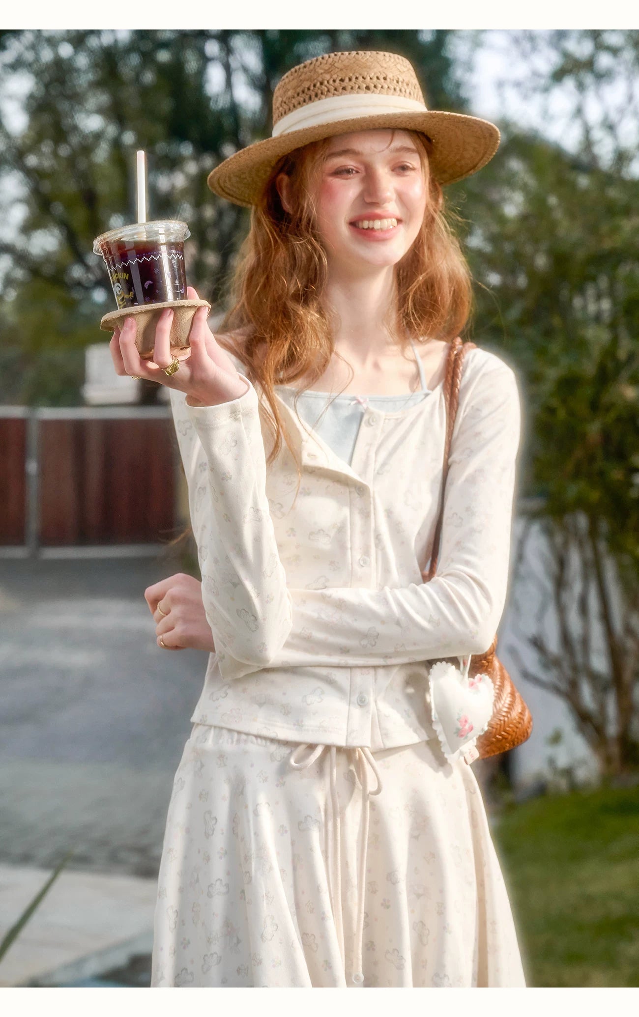 Amusement Park Printed Cardigan & Skirt Set