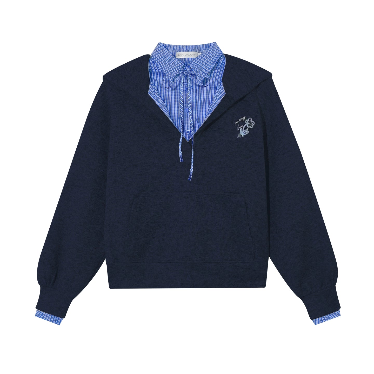 Three-Piece Set Plaid Patchwork Layered Sweatshirt & Bottom Set - CHINASQUAD