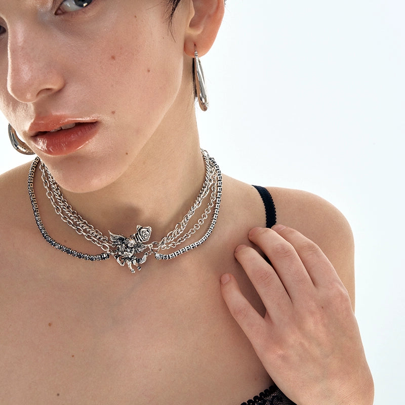 Vintage Gothic Angel Rose Choker Set - CHINASQUAD