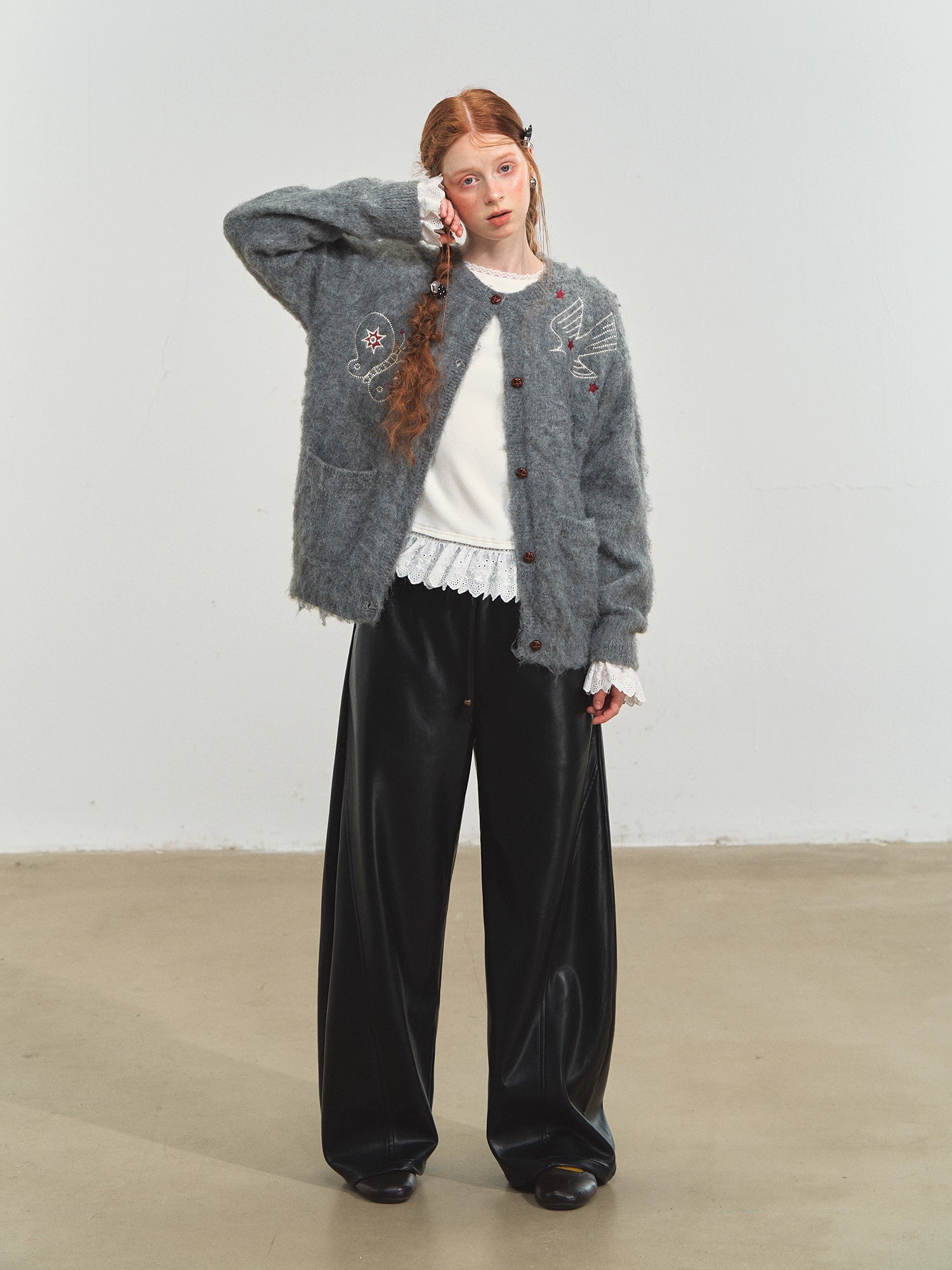 Relaxed Curve‑Hem PU Pants - CHINASQUAD
