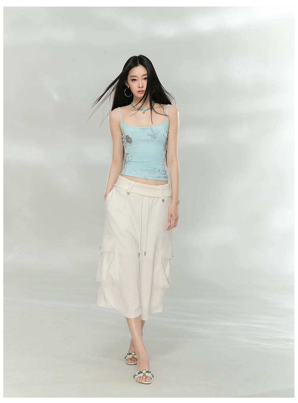 Waffle Knit Cargo Cropped Trousers