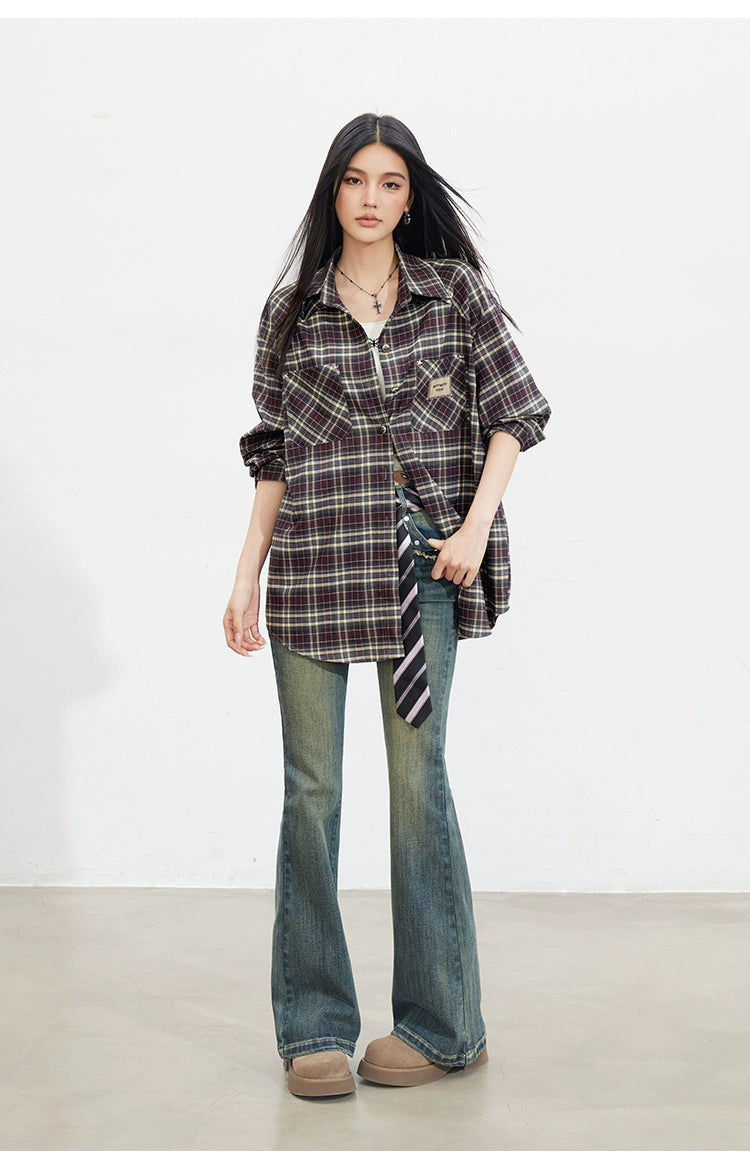 Vintage Plaid Oversized Shirt