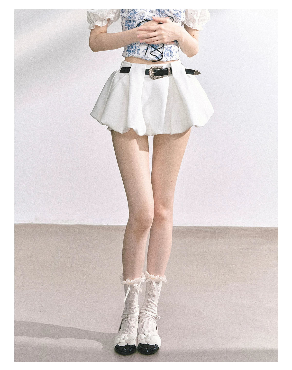 American-Style High-Waist Bubble Mini Skirt