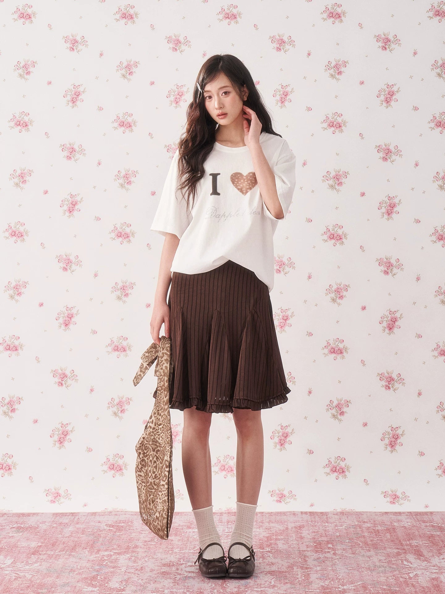 Rhinestone Deer Heart Relaxed Fit T-Shirt