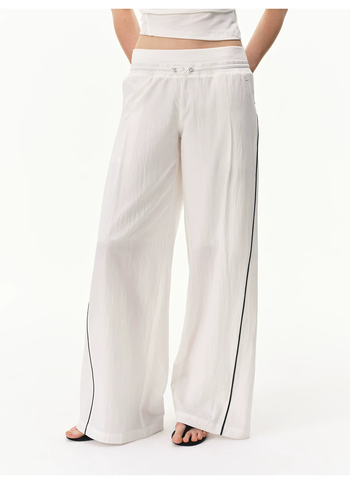 Cooling Lyocell Double-Waistband Wide-Leg Pants