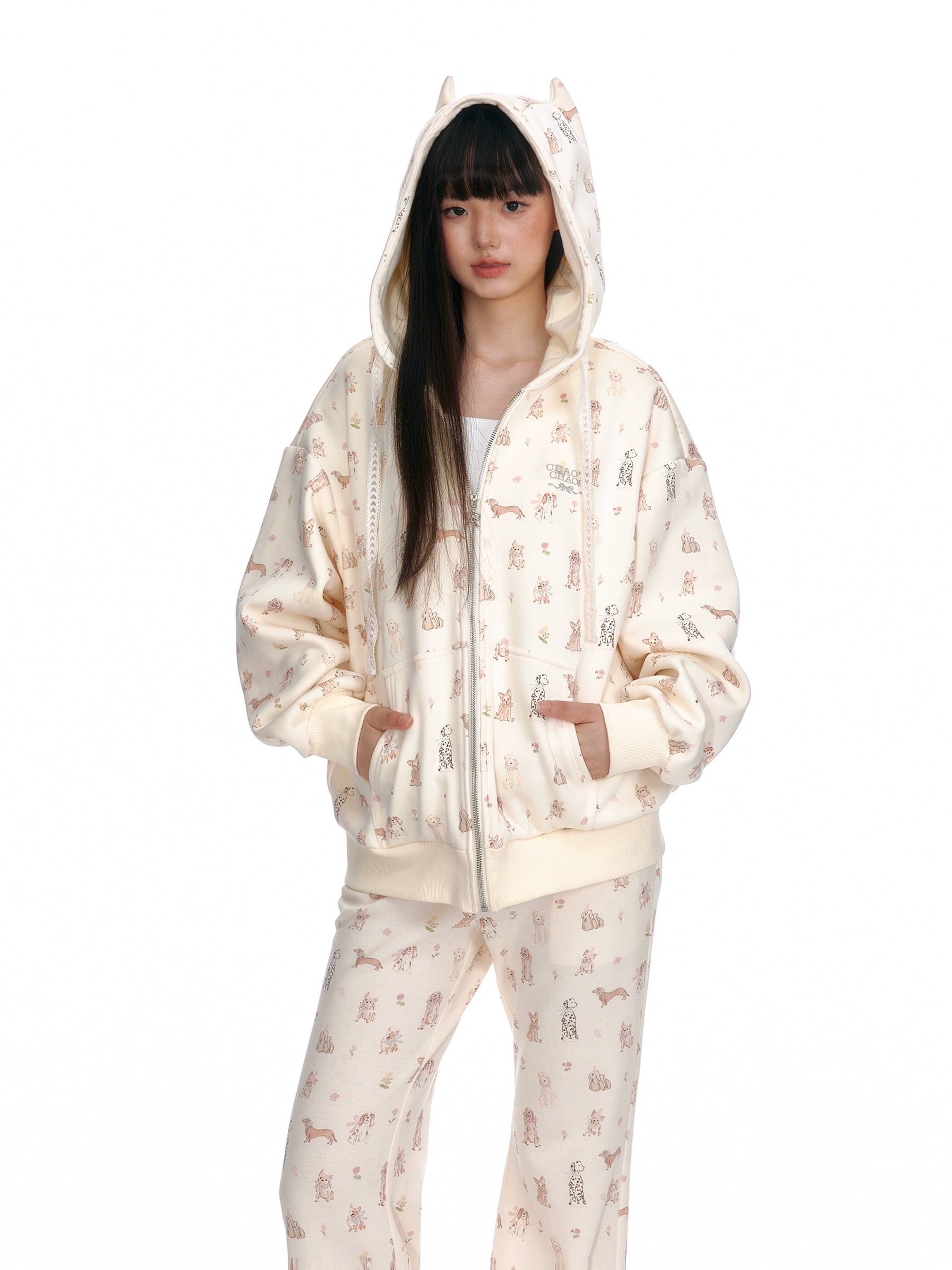 Dog Print Knit Lounge Set