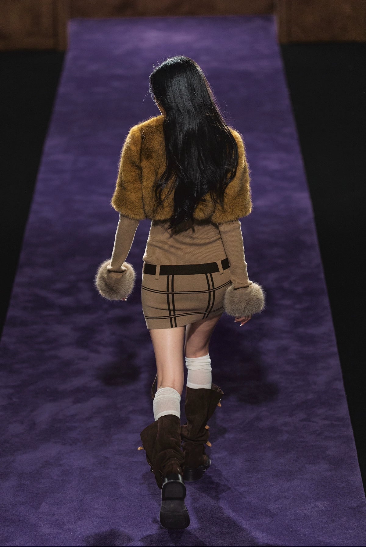 Maillard Faux Fur Cropped Cape