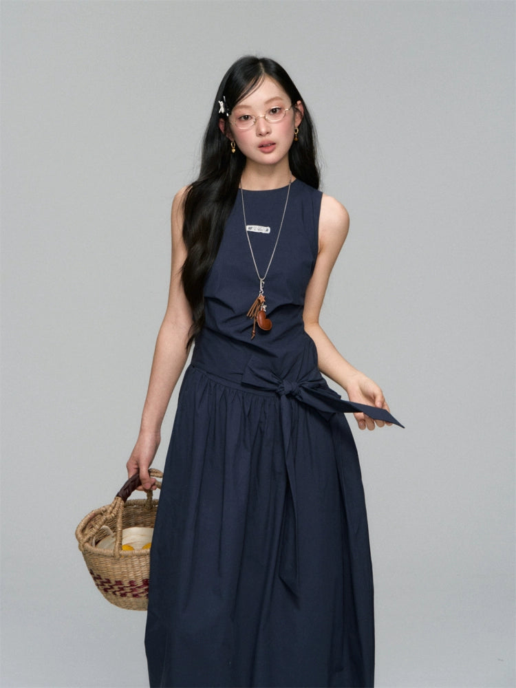 Sleeveless Tie-Waist A-Line Sundress - CHINASQUAD