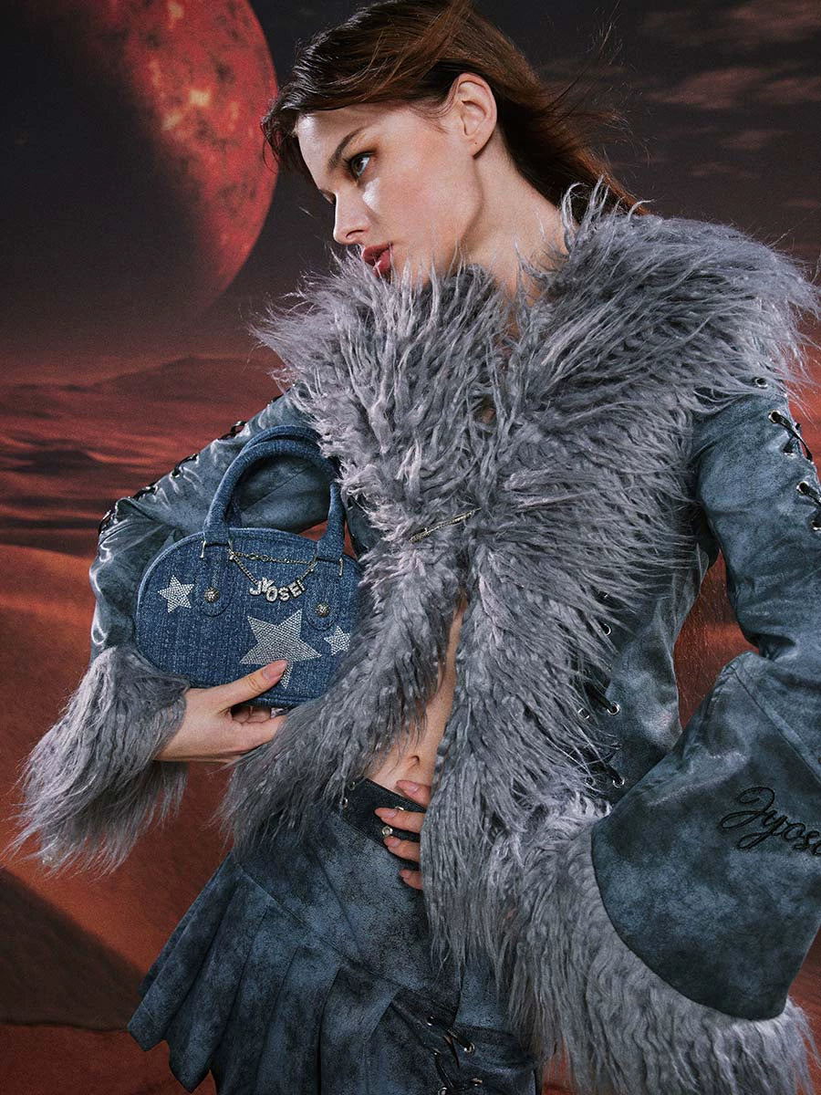 Vintage Washed Denim Bowling Bag