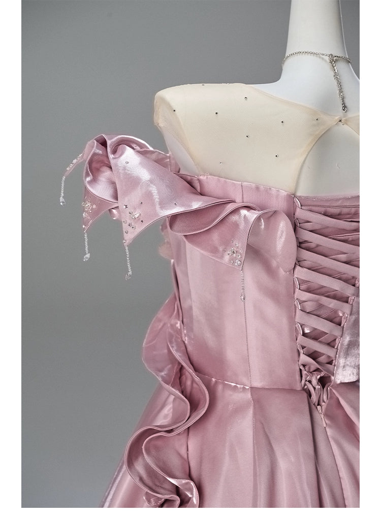 Peachcore Satin Bloom Couture Gown