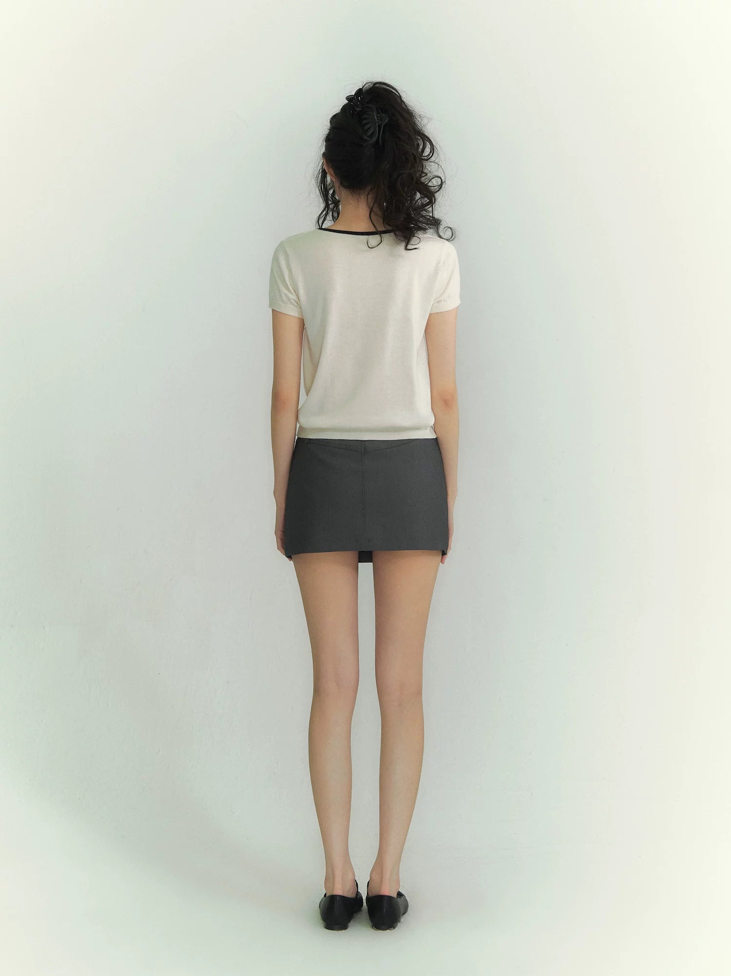 Argyle Color-Block Layered Short Sleeve Top