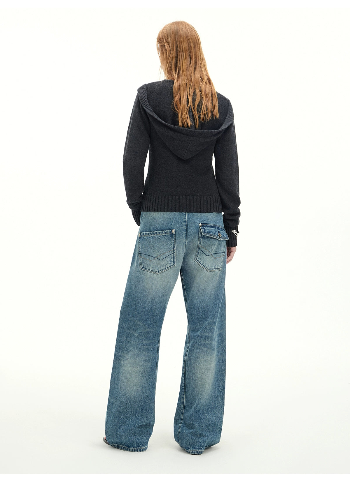 Whisker Sculpted Curved-Leg Denim Pants