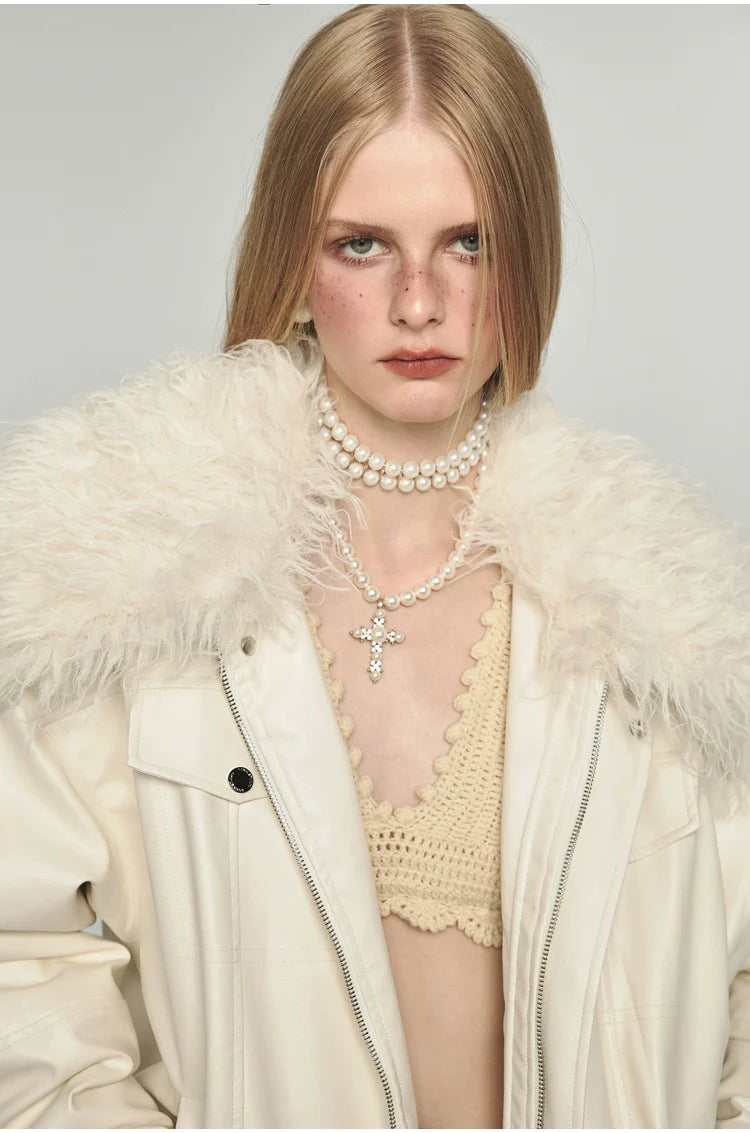Removable Fur Collar Windproof Leather Jacket - CHINASQUAD