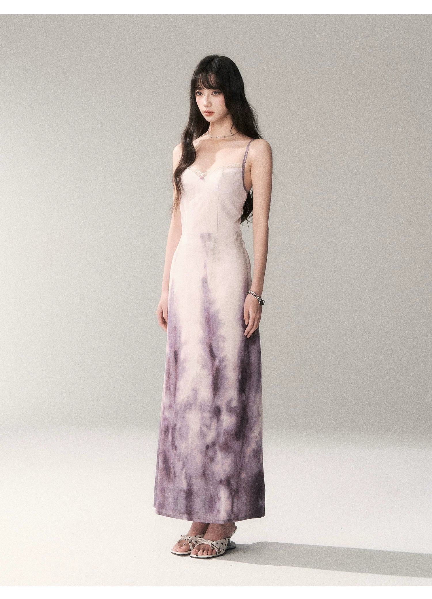 Sunset Lavender Gradient Printed Slip Maxi Dress