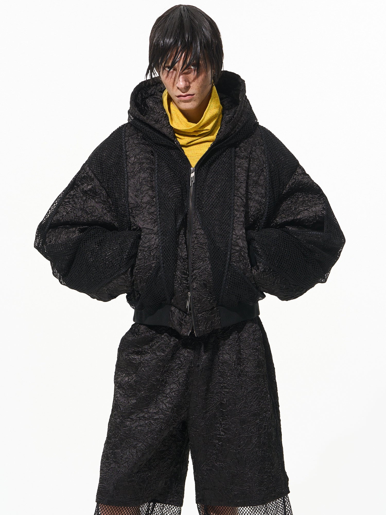 Black Hooded Patchwork Pilot Jacket - CHINASQUAD