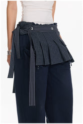 Plaid Overlay Tie Skirt - CHINASQUAD