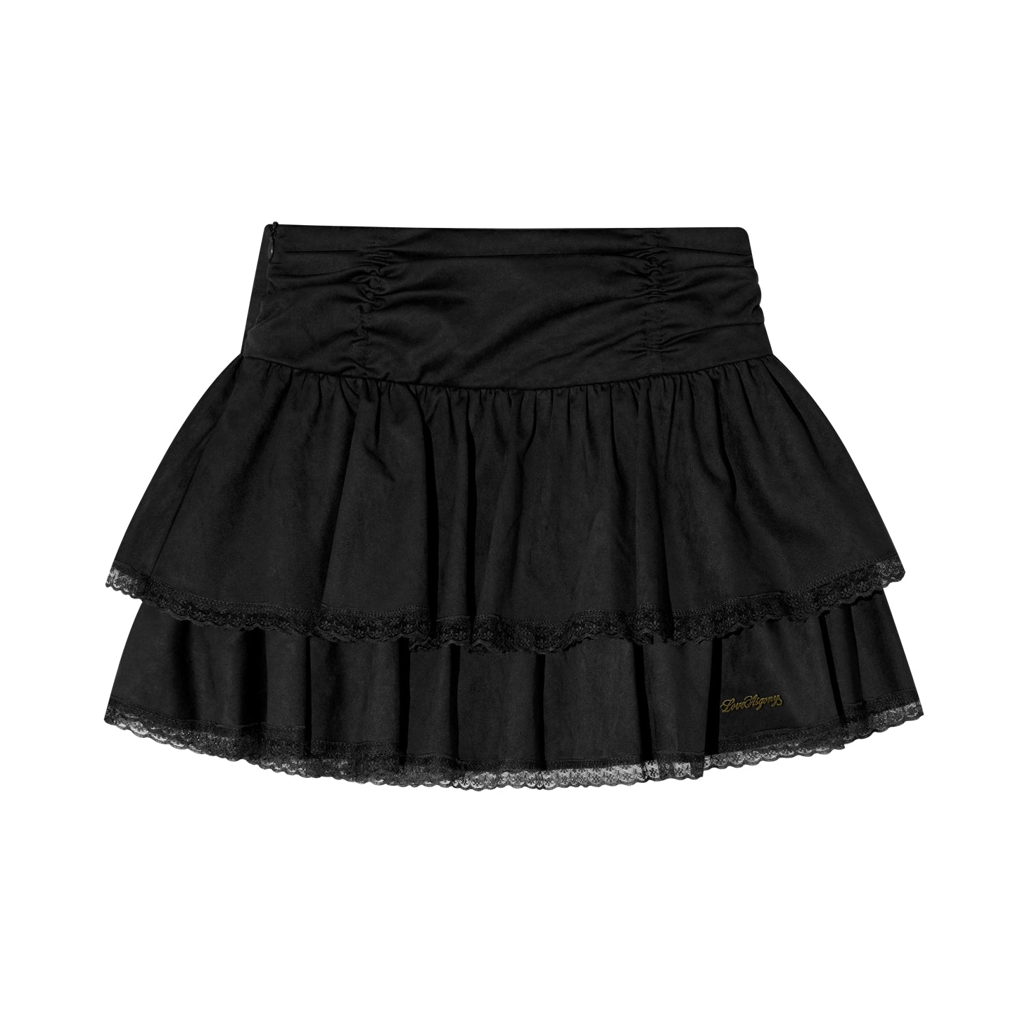 Suede Pleated Lace Puff A-Line Mini Skirt - CHINASQUAD