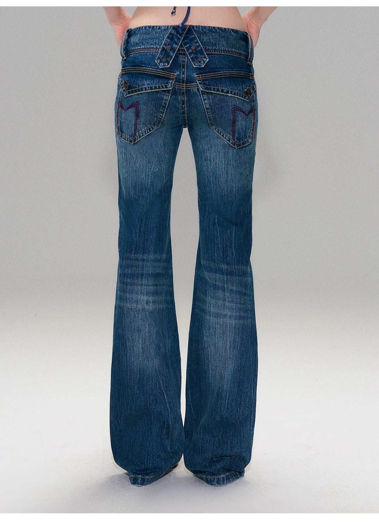 Hand-Dyed Low-Rise Slim Flared Jeans