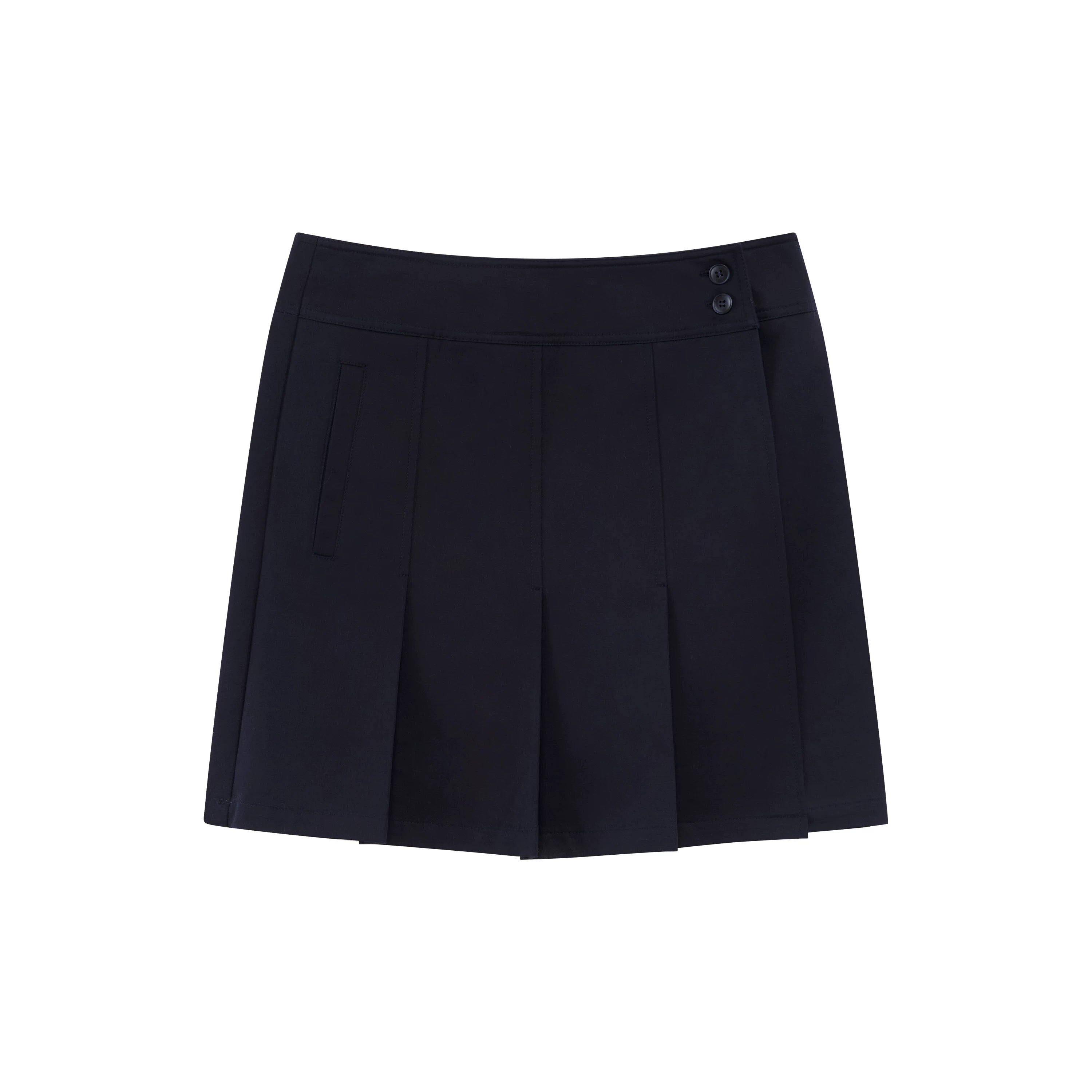 Side-Zip Layered-Effect Pleated Mini Skirt