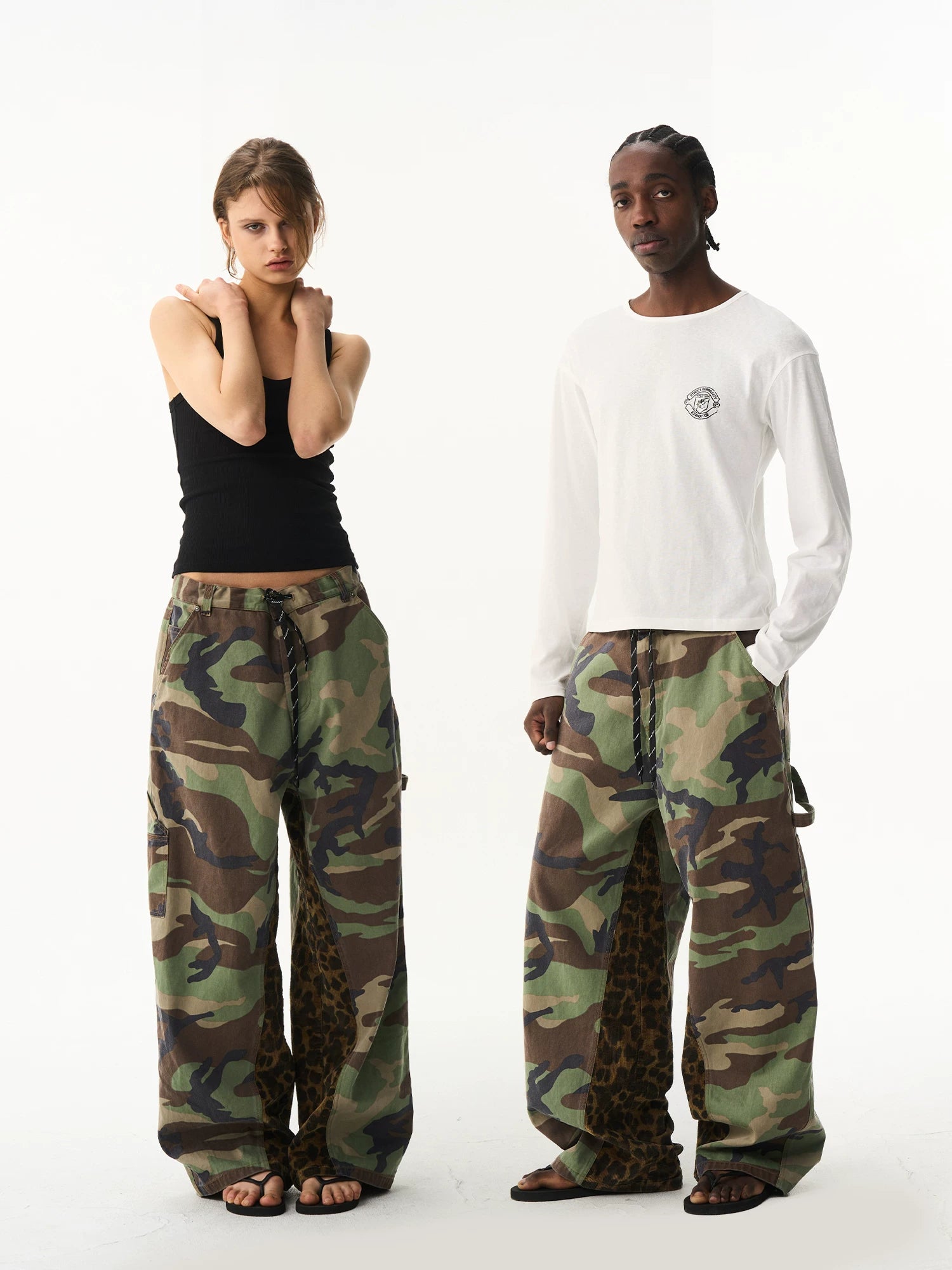 Camo Leopard Patchwork Workwear Pants