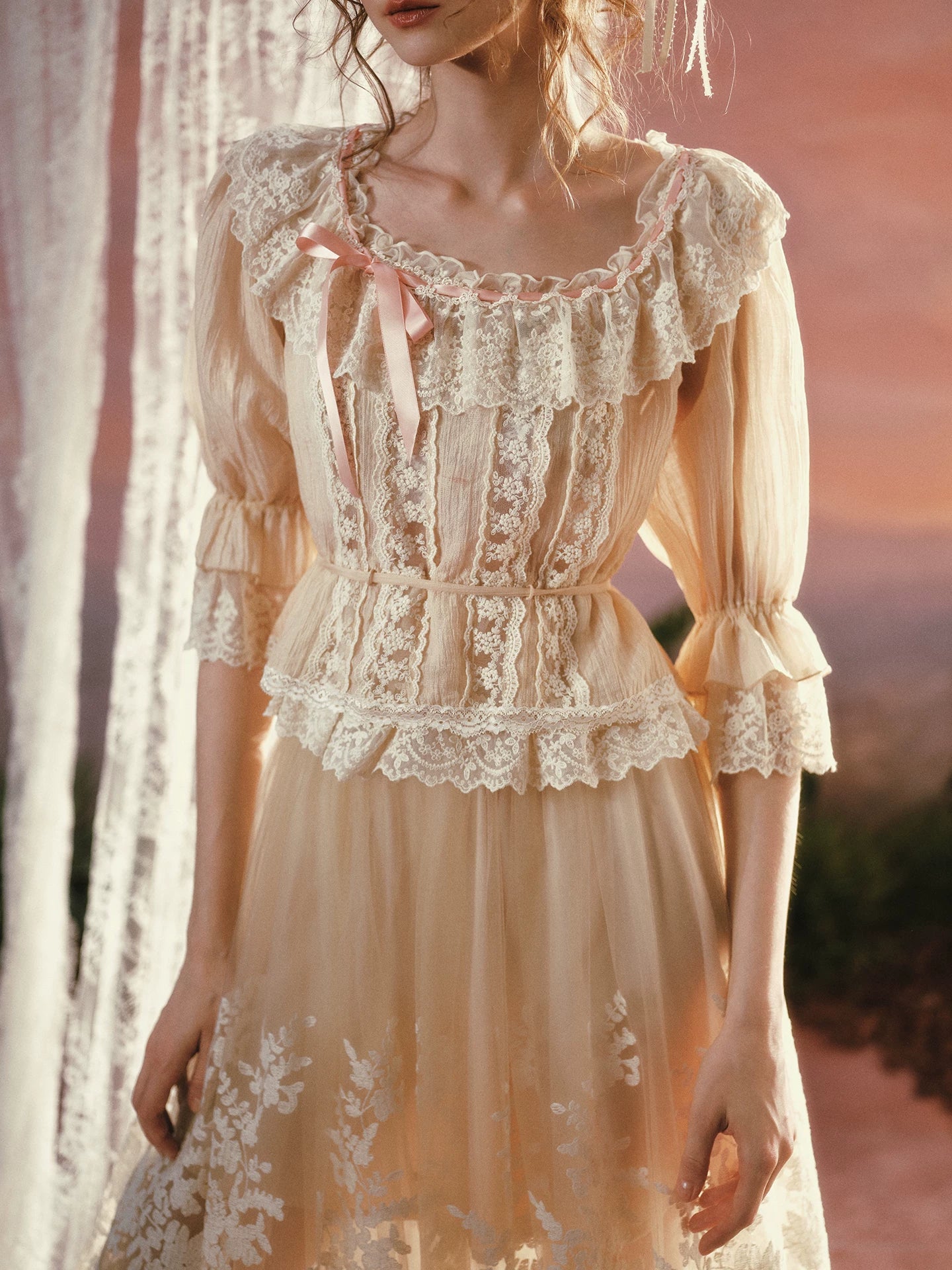 Liberty Letter French Lace Peter Pan Collar Shirt