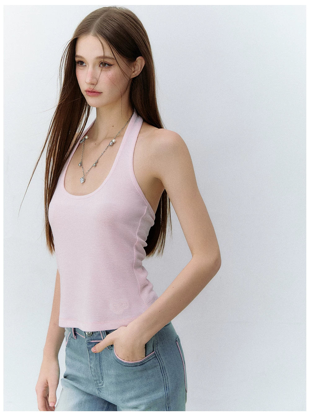 Dopamine Colorful Halter U-Neck Sleeveless Top