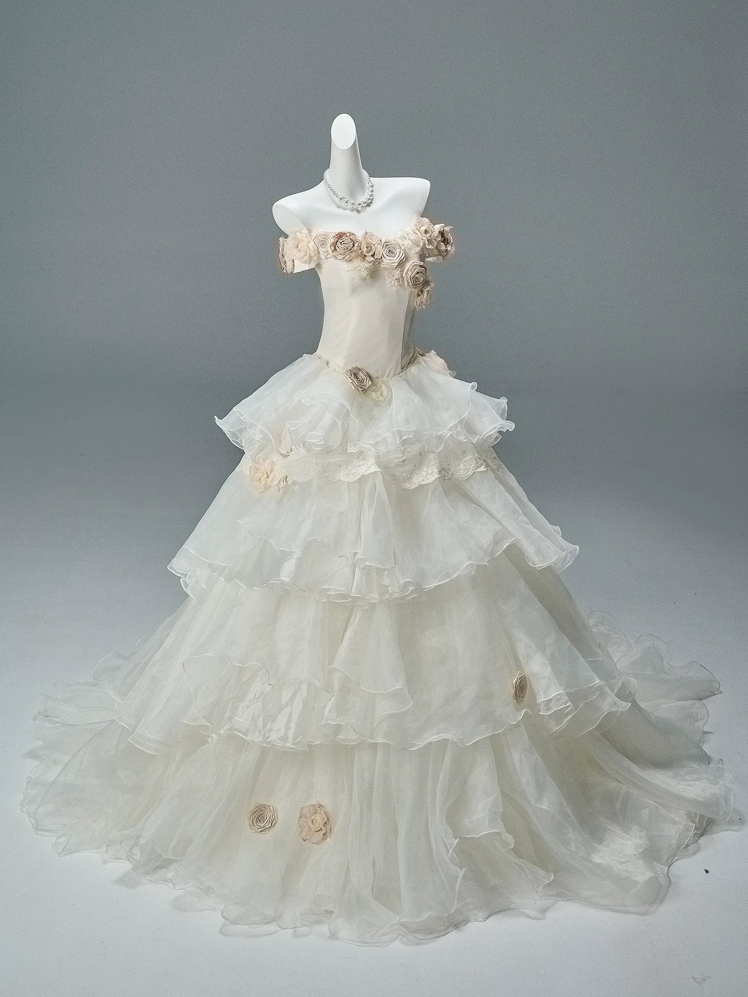 “Whispering Woods” Floral Off-Shoulder Couture Gown