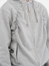 Deep brown & Gray Pleated Hooded Sweatshirt - CHINASQUAD