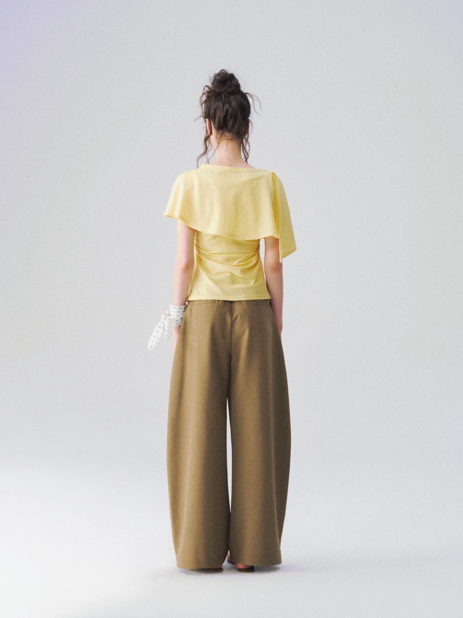 Layered Cape-Effect Slim-Fit Top