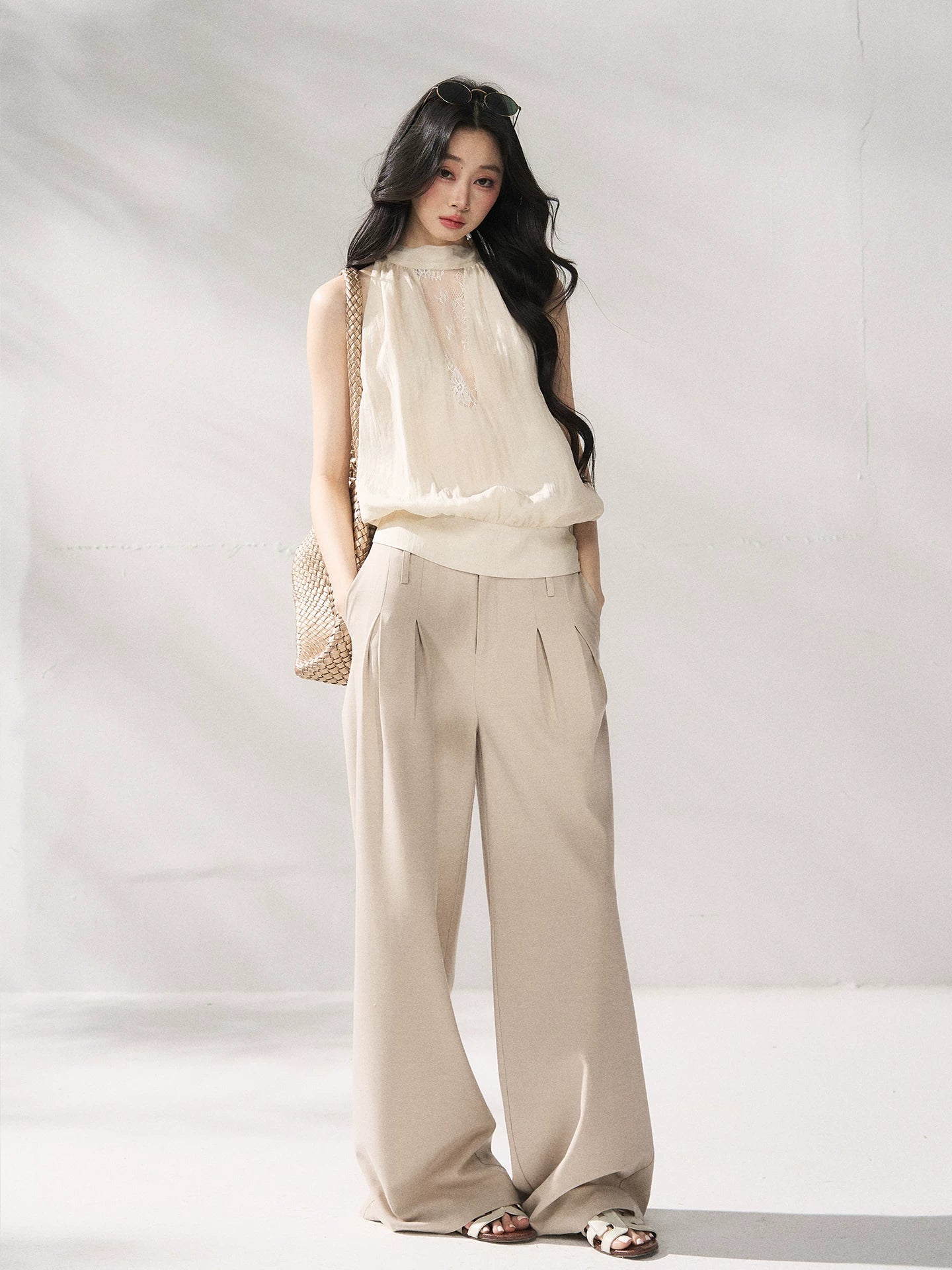 High-Waisted Relaxed Wide-Leg Trousers