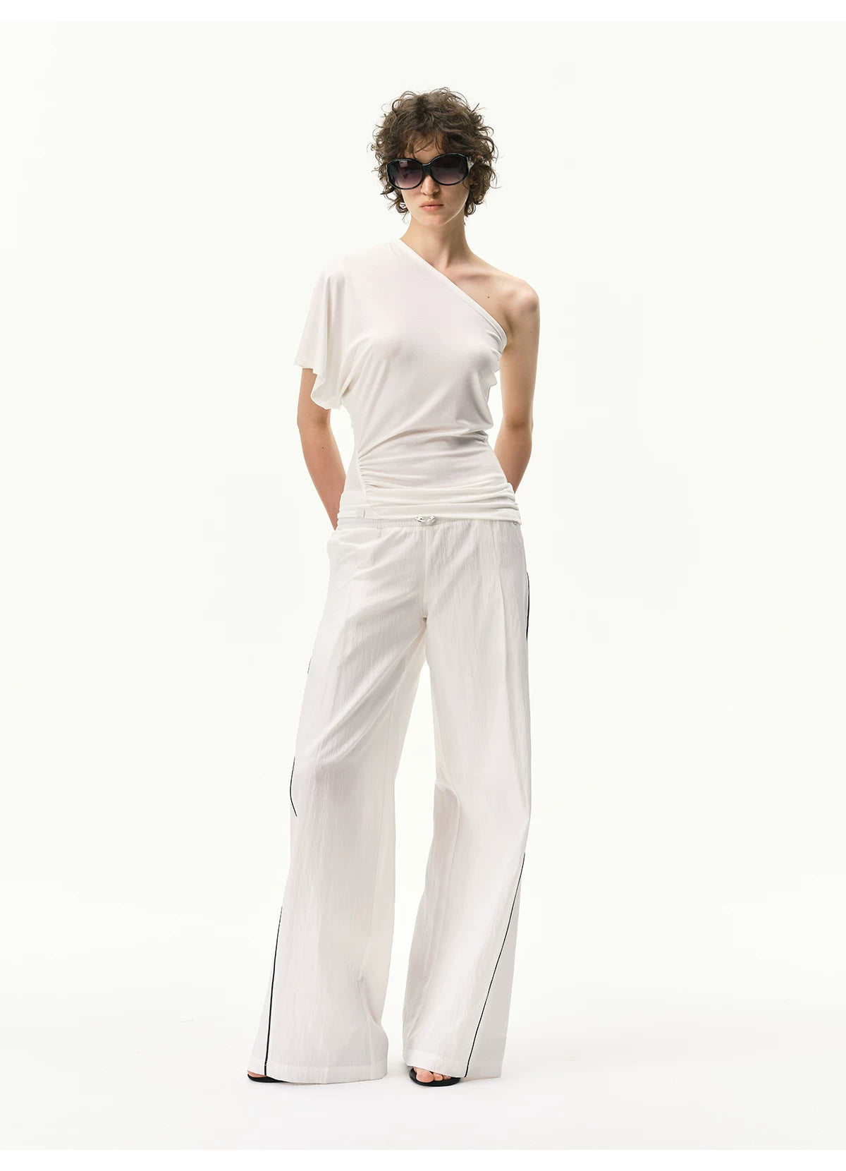 Cooling Lyocell Double-Waistband Wide-Leg Pants