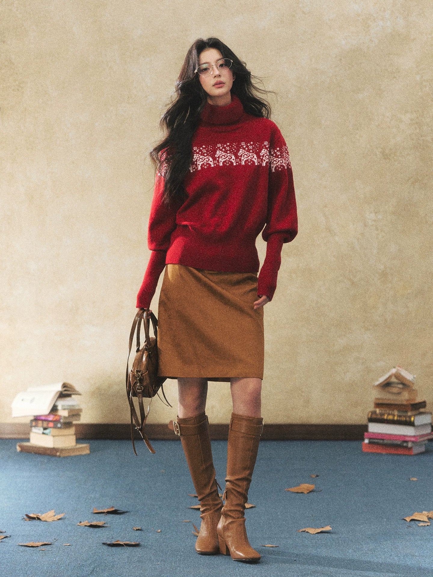 Vintage Faux Suede Midi Skirt