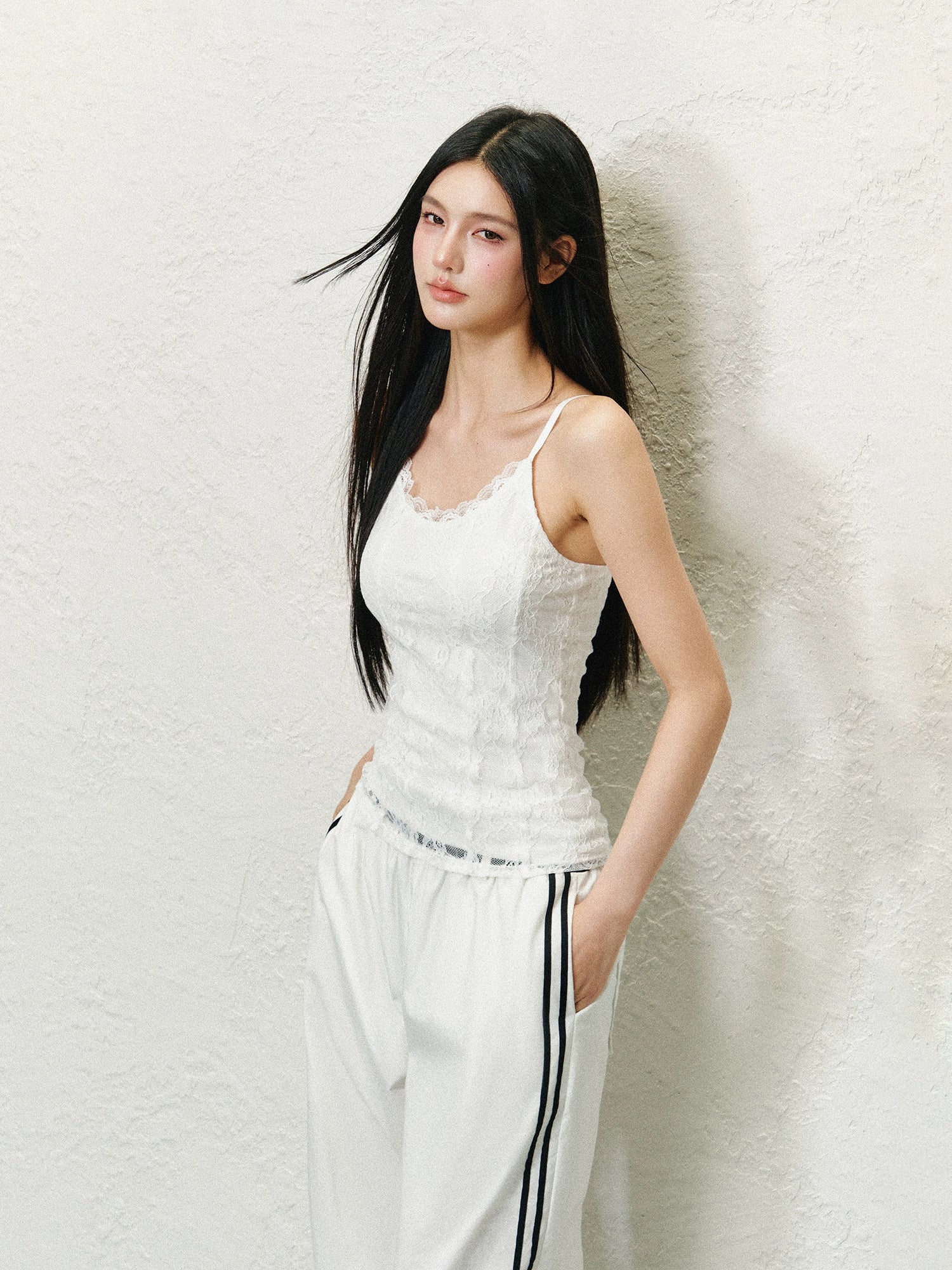 Lace-Style Spaghetti Strap Tank Top - CHINASQUAD