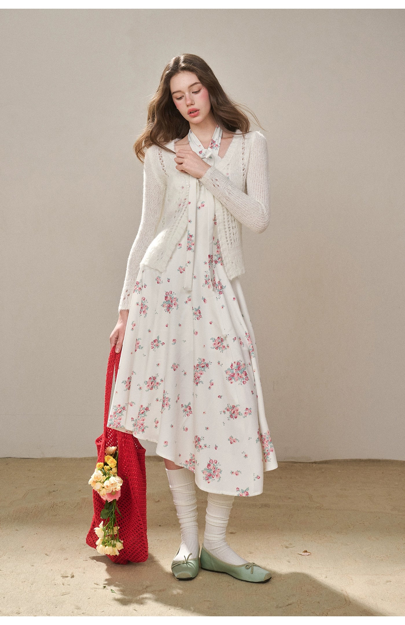 Rose Pleats Halter Midi Dress - CHINASQUAD