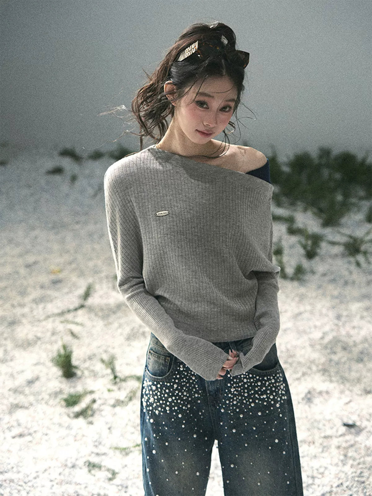 Ash Memories Off-Shoulder Knit Top