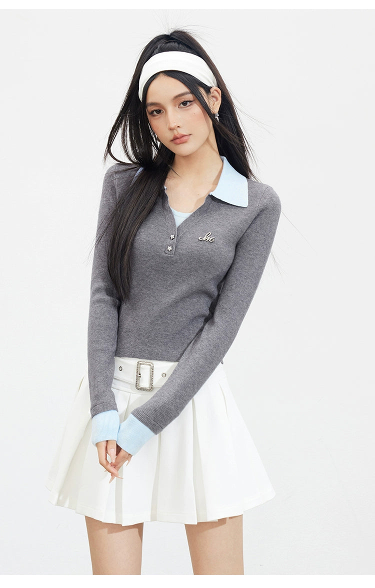 Contrast Faux-Layer T-shirt