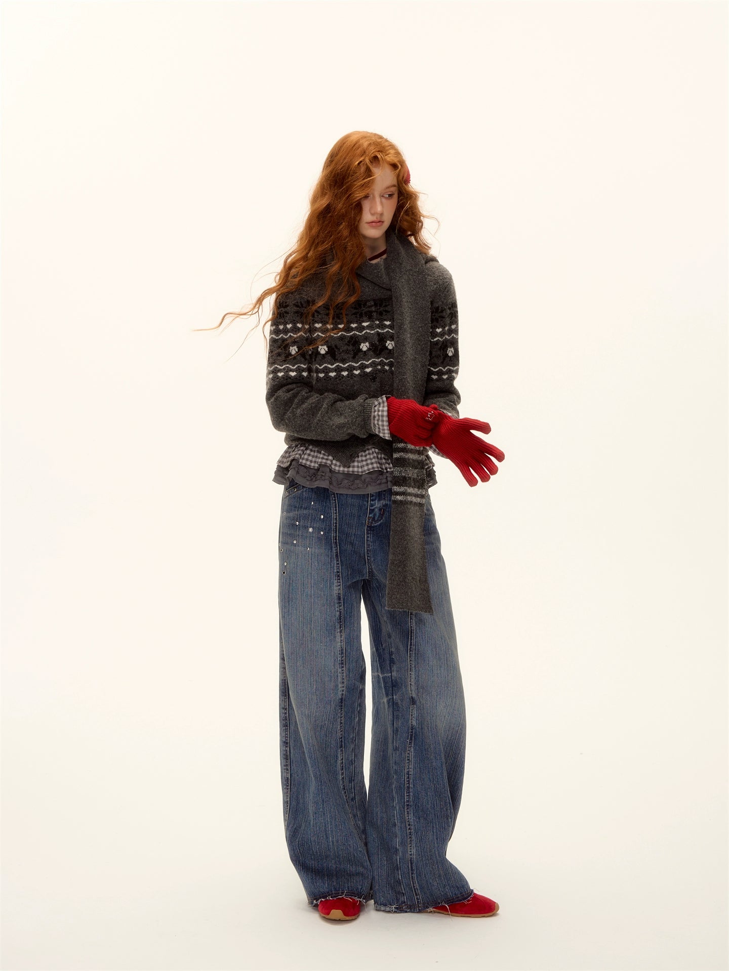 Winter Wool Knit Five-Finger Gloves