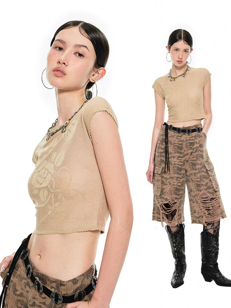 Rose Lace Cutout T-shirt
