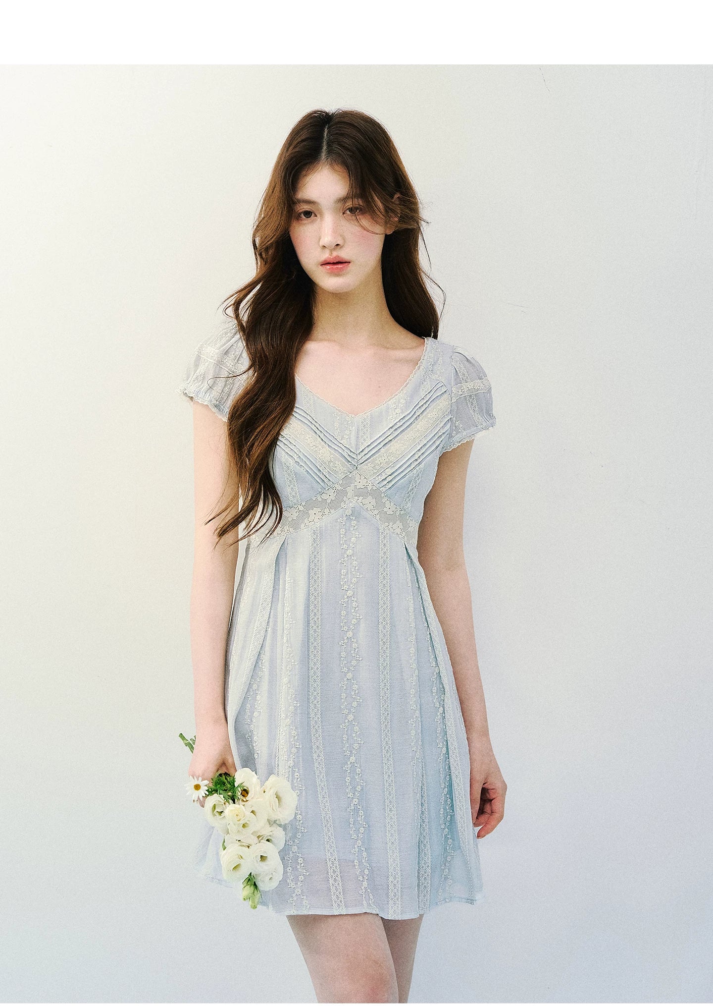 Vintage Lace Panel V-Neck Dress