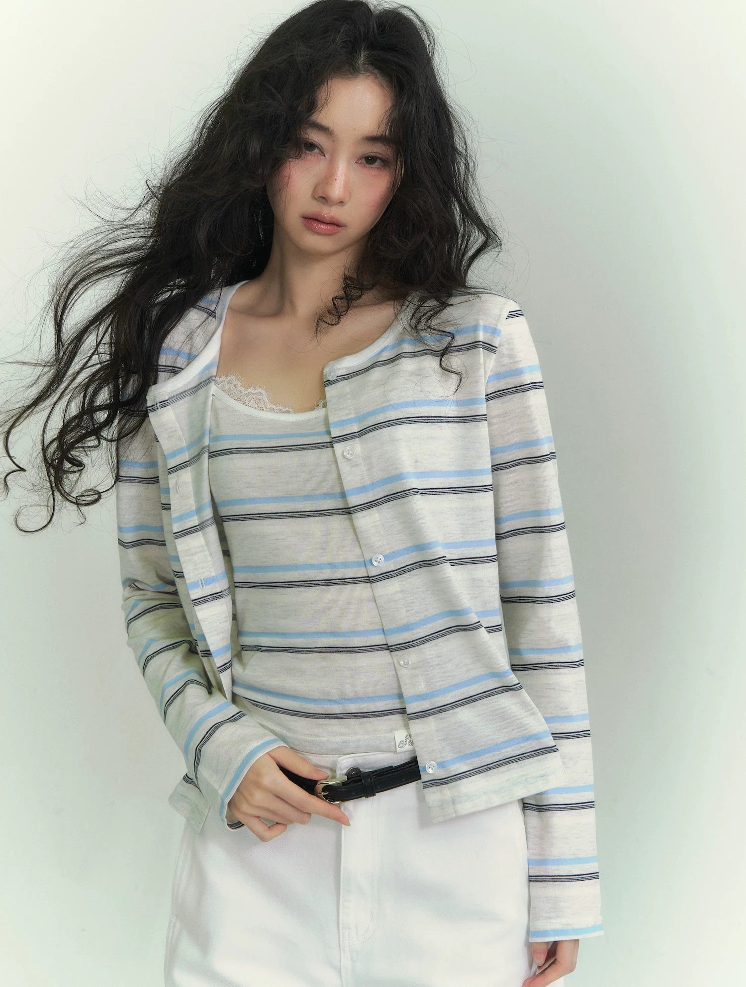 Relaxed Stripe Layered Cardigan Set