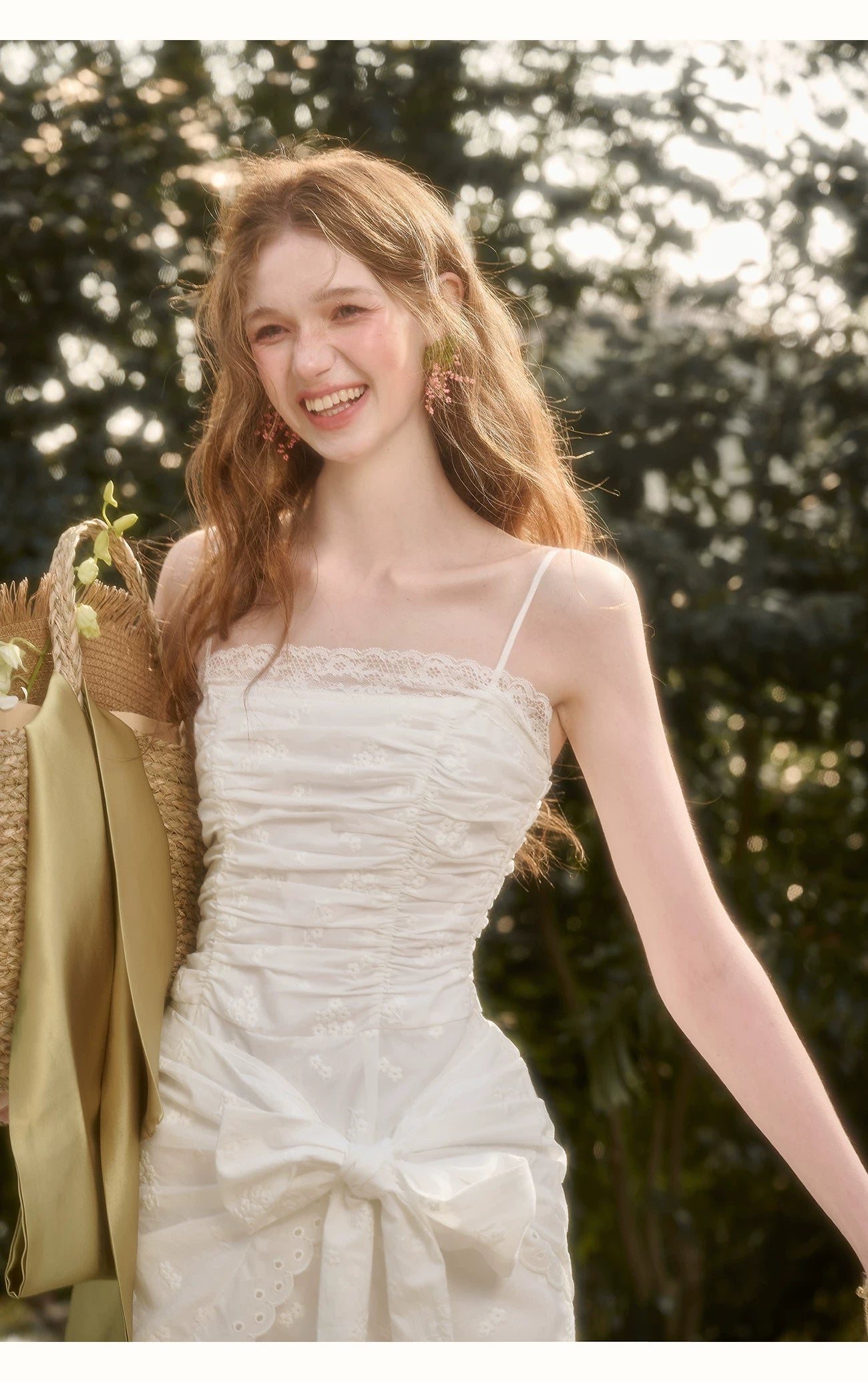 Cotton Embroidered Waist-Tie Dress