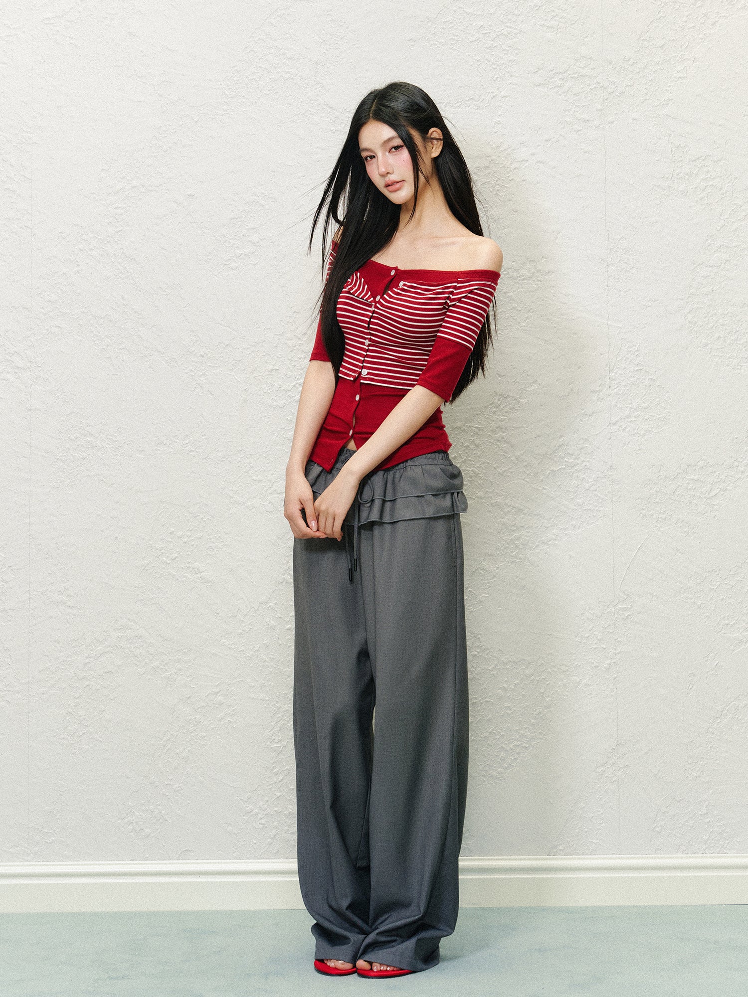 Lace Spliced Fake Two-Piece Pants - CHINASQUAD