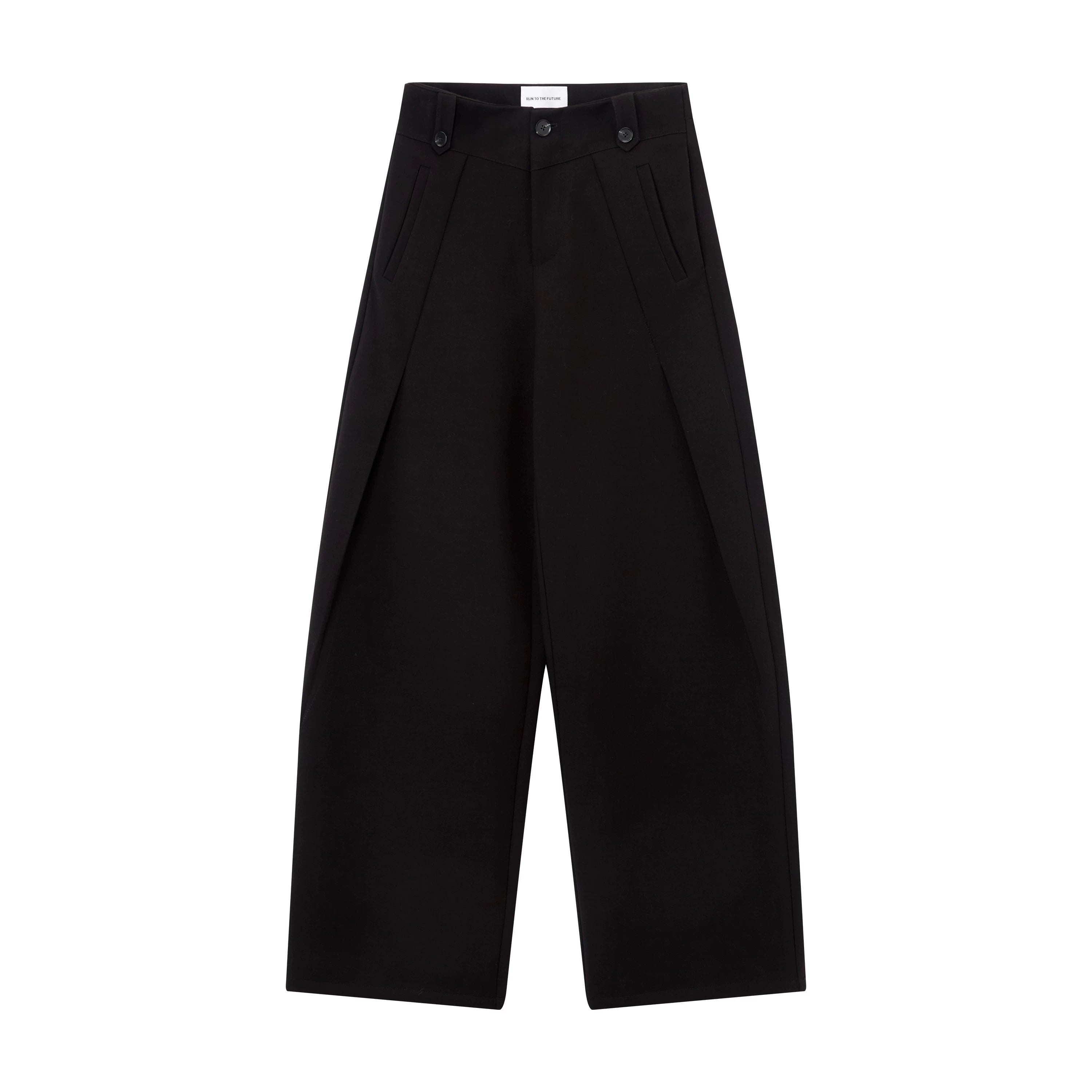 Wool-Blend Sculpted Curved-Leg Tailored Trousers